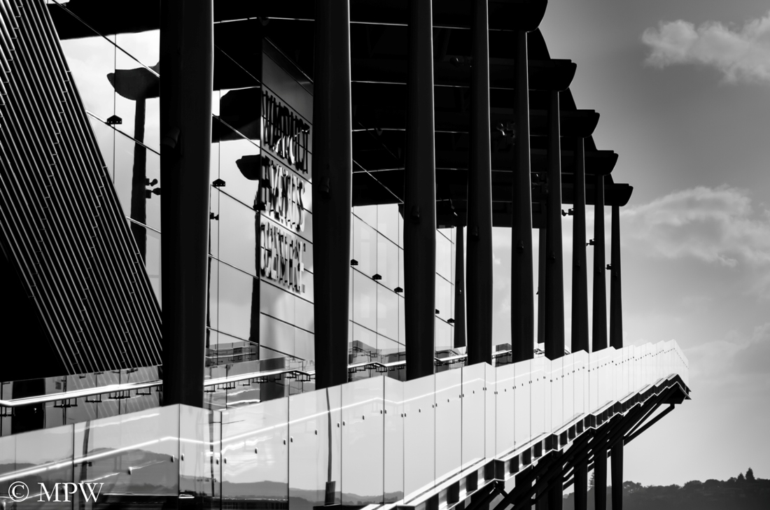 Viaduct Events Centre Auckland City black and white
